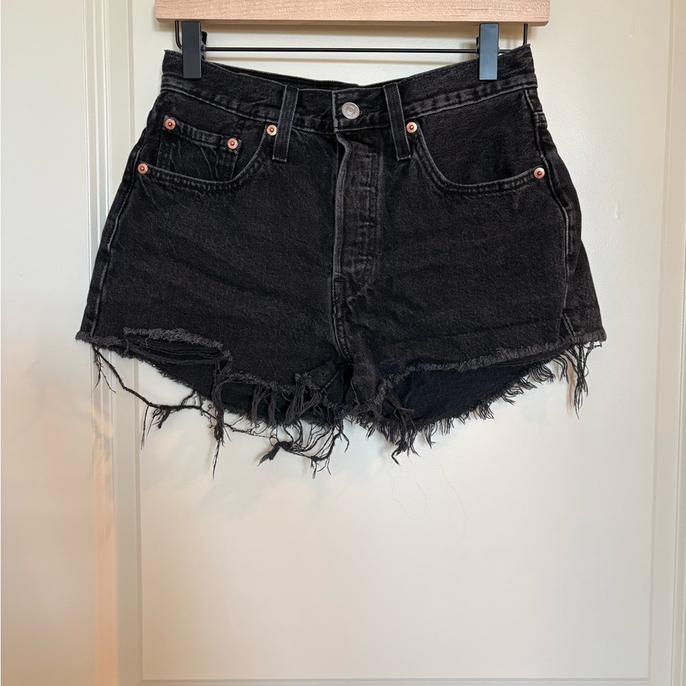 Levi's 501 Black Distressed Denim Women’s Shorts